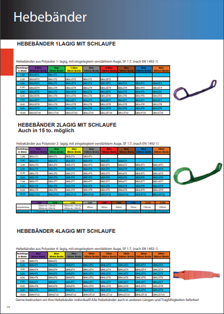 Hebebänder mit Schlaufe 1-lagig 2-lagig 4-lagig Hebebänder mit Schlaufe 1-lagig 2-lagig 4-lagig | HZT